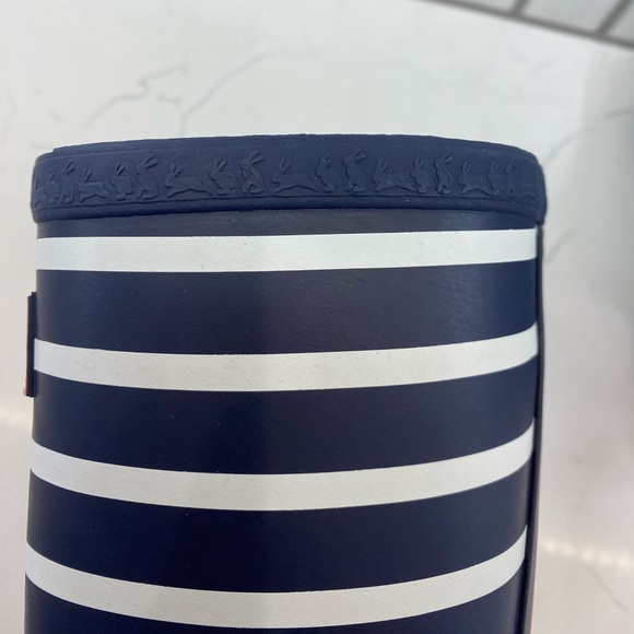 Joules Junior Roll Up Wellies - Navy Stripe Sz 13C - Rubber Rainboots Girls 13 - Picture 4 of 9